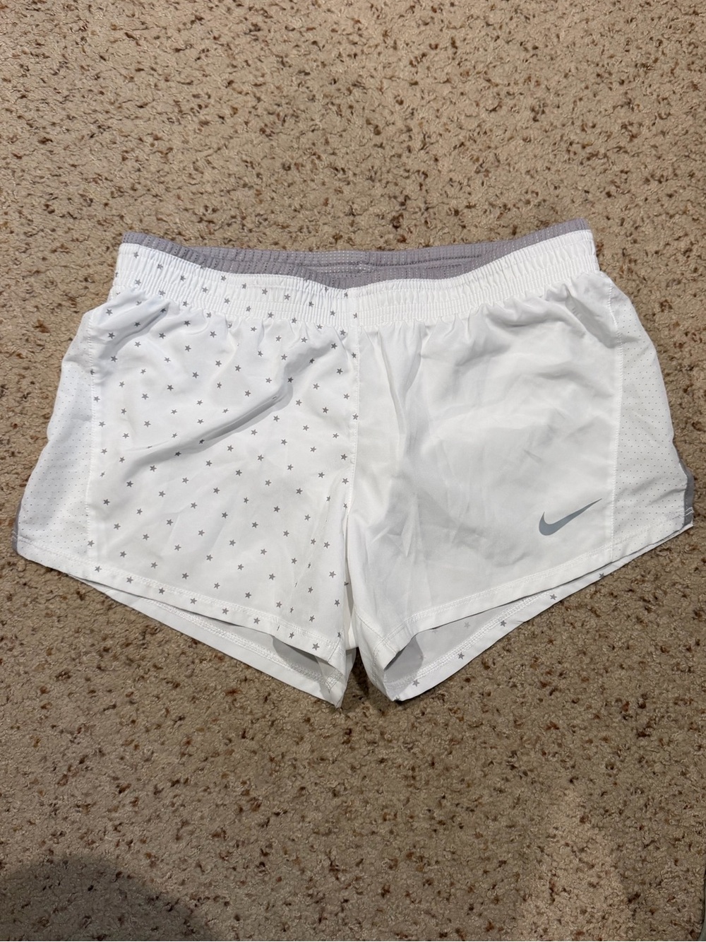 Nike White Womens Dri-FIT Running Shorts, medium